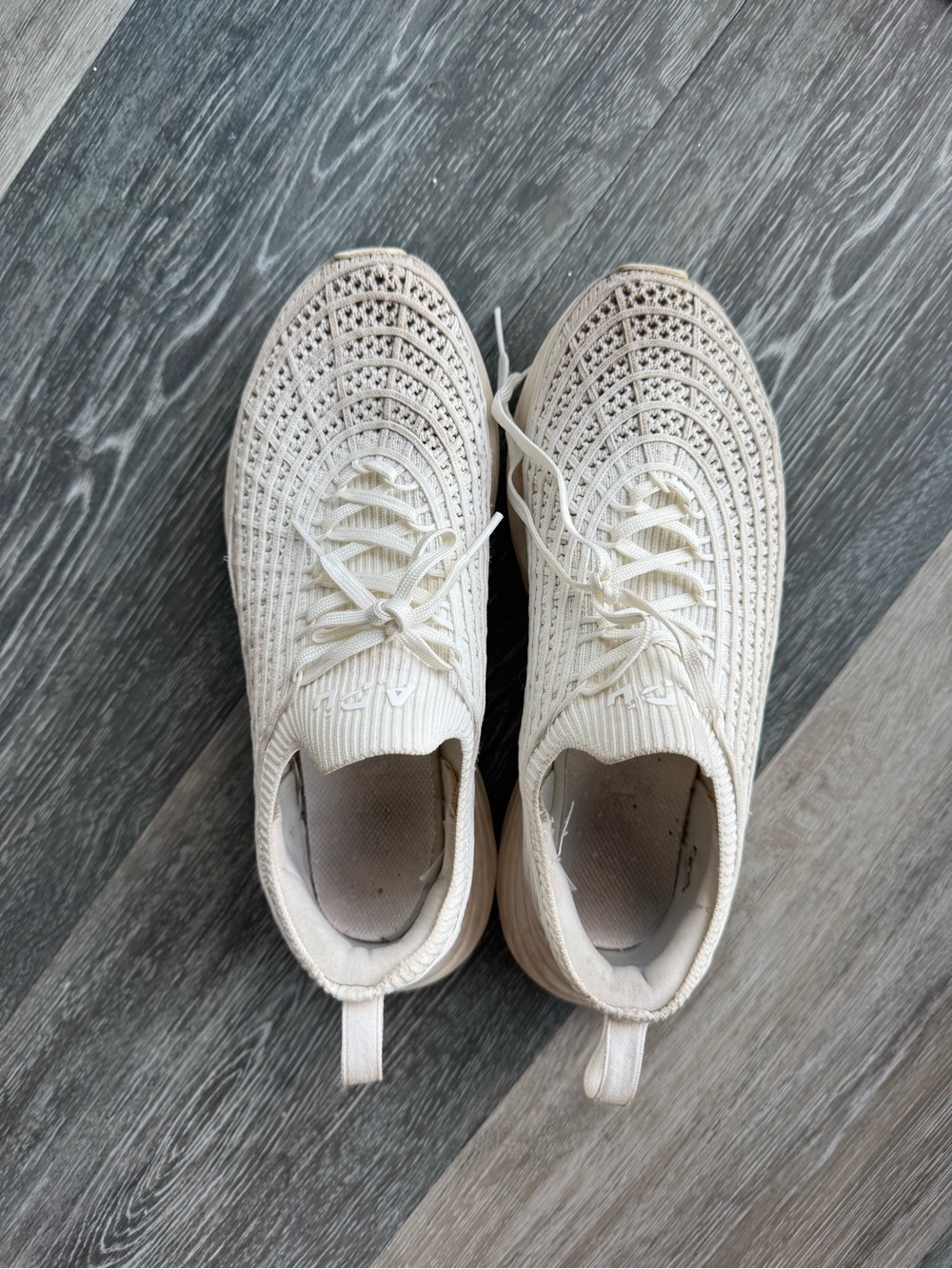 APL Women's Cream Knit Lace-Up Sneakers